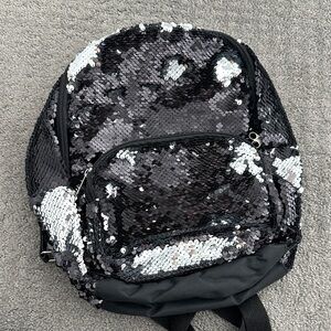 New Sequin Backpack in Black and Silver